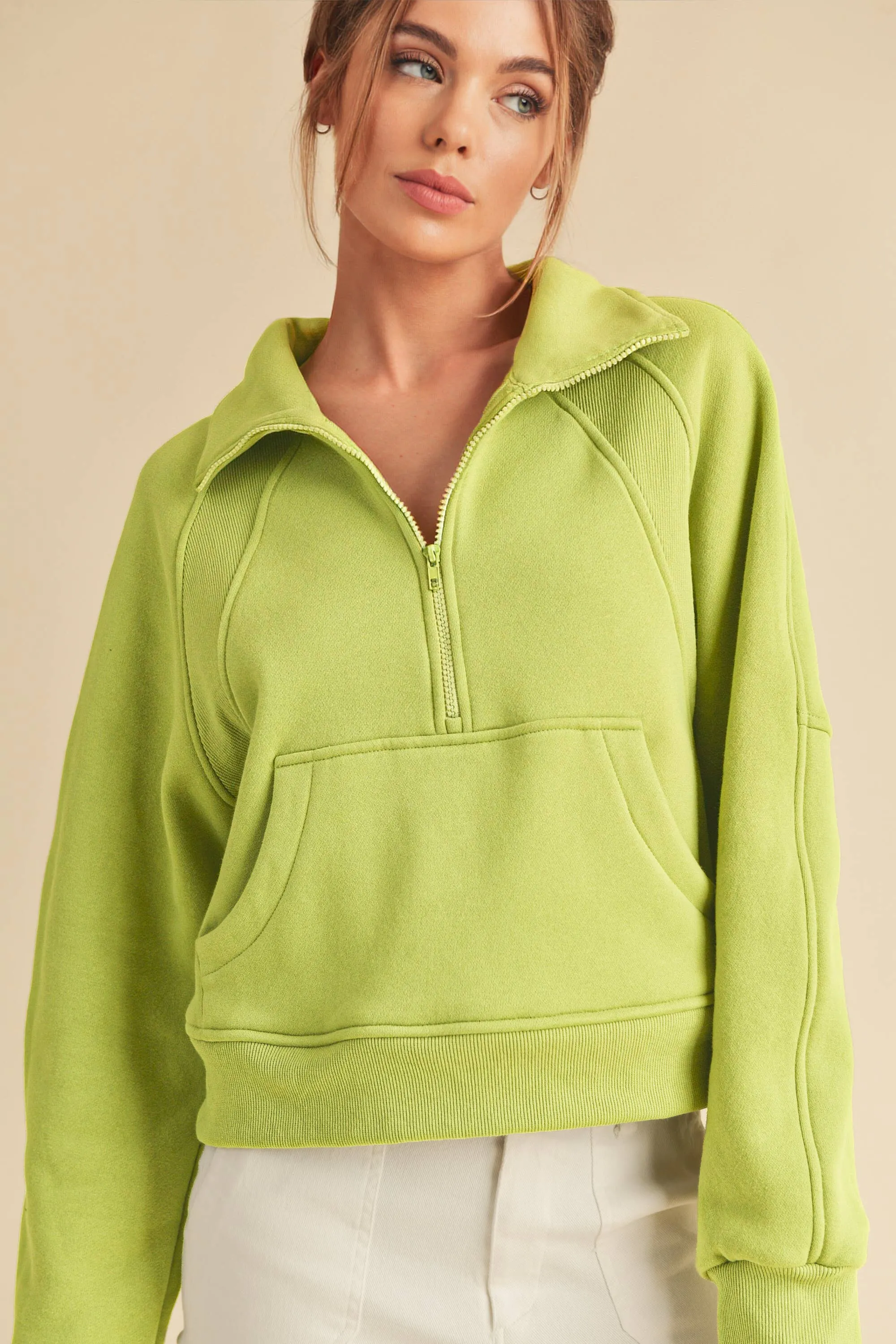 Womens Half Zip Pullover Sand