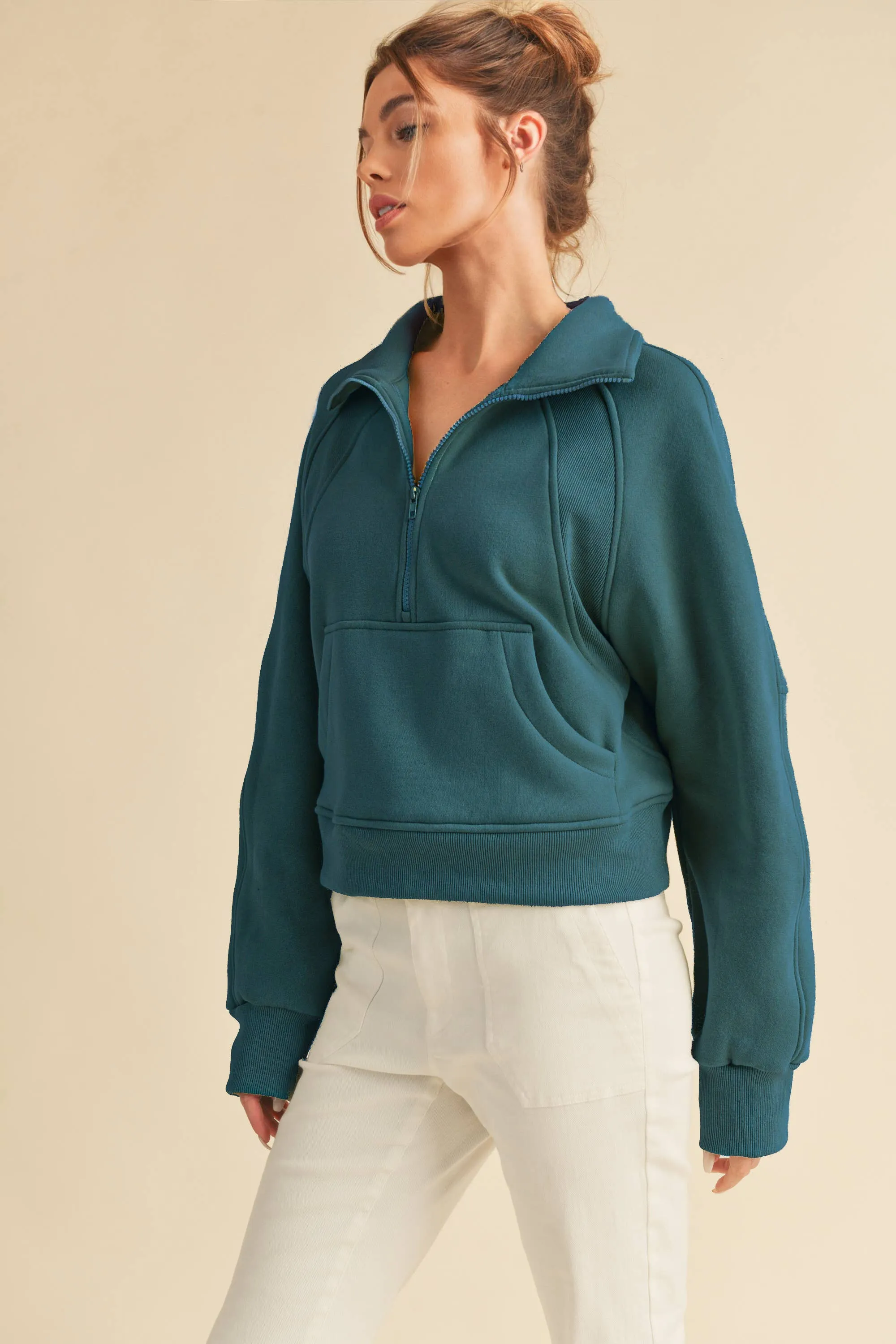 Womens Half Zip Pullover Sand