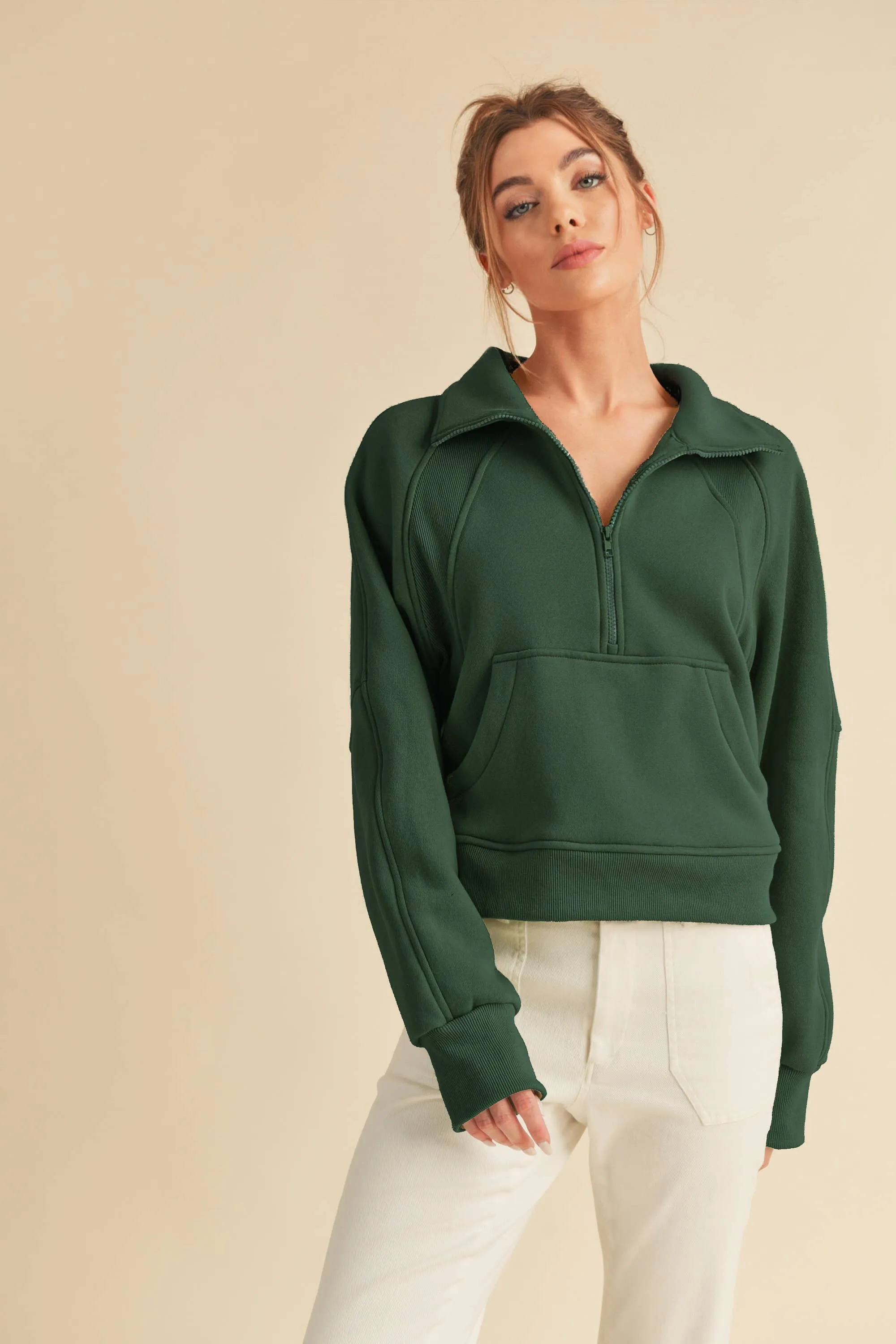 Womens Half Zip Pullover Sand