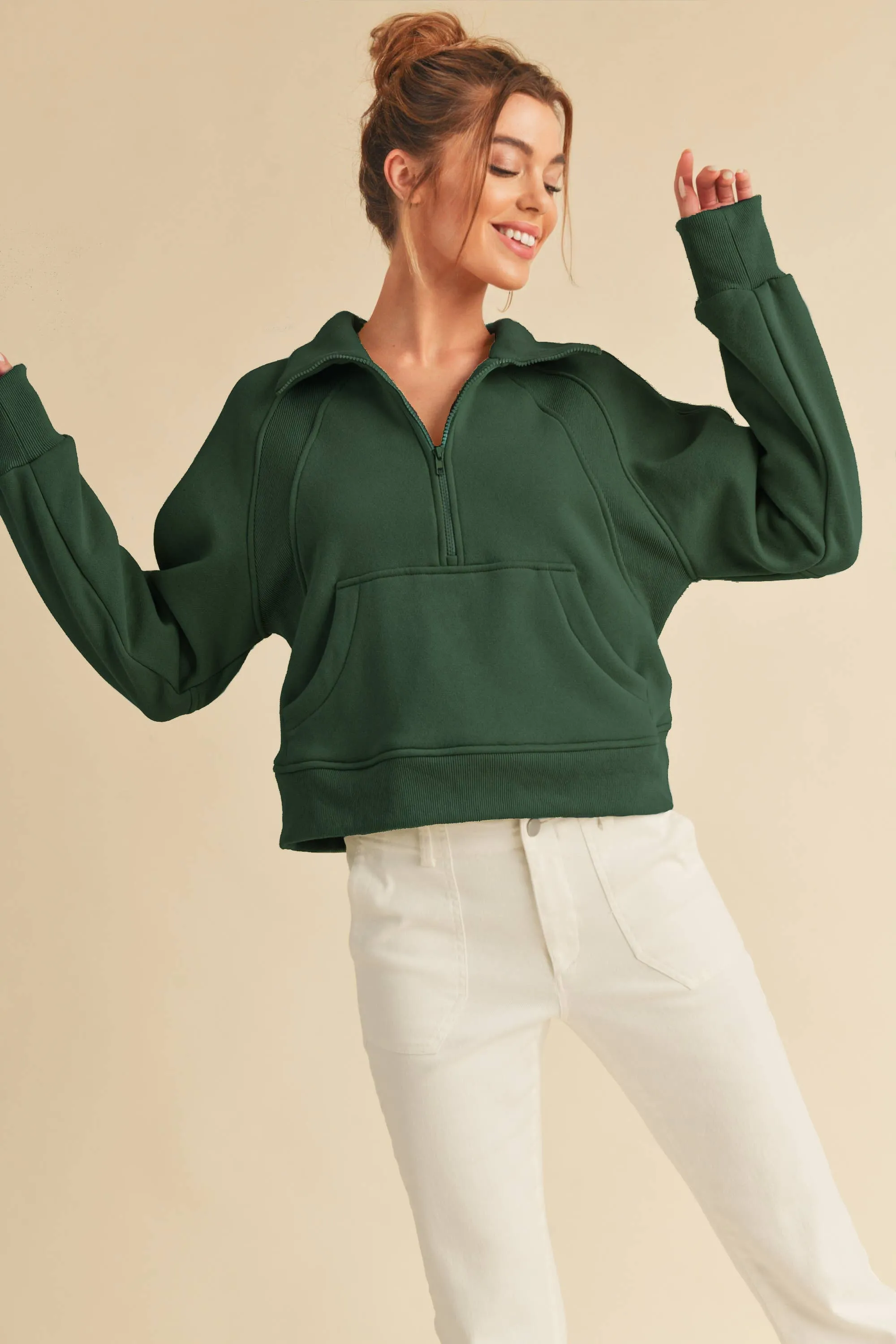 Womens Half Zip Pullover Sand