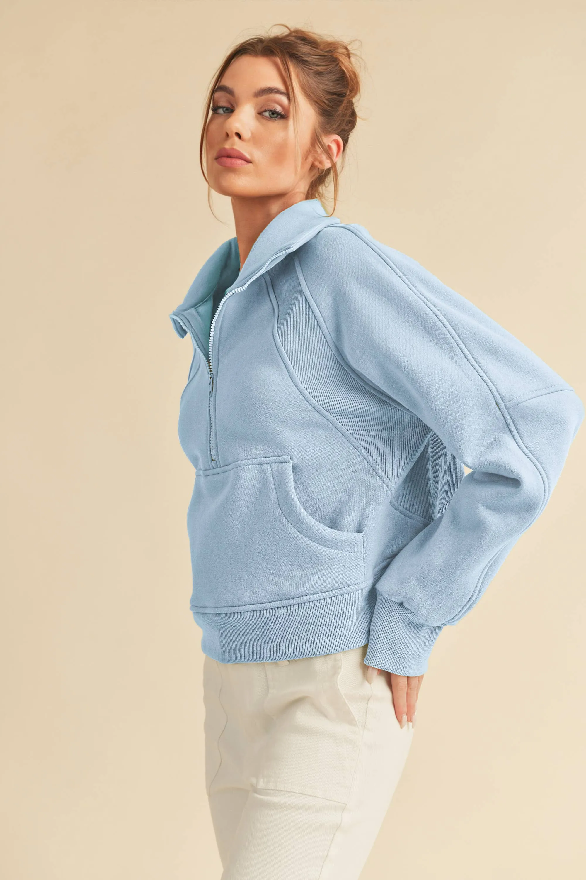 Womens Half Zip Pullover Sand