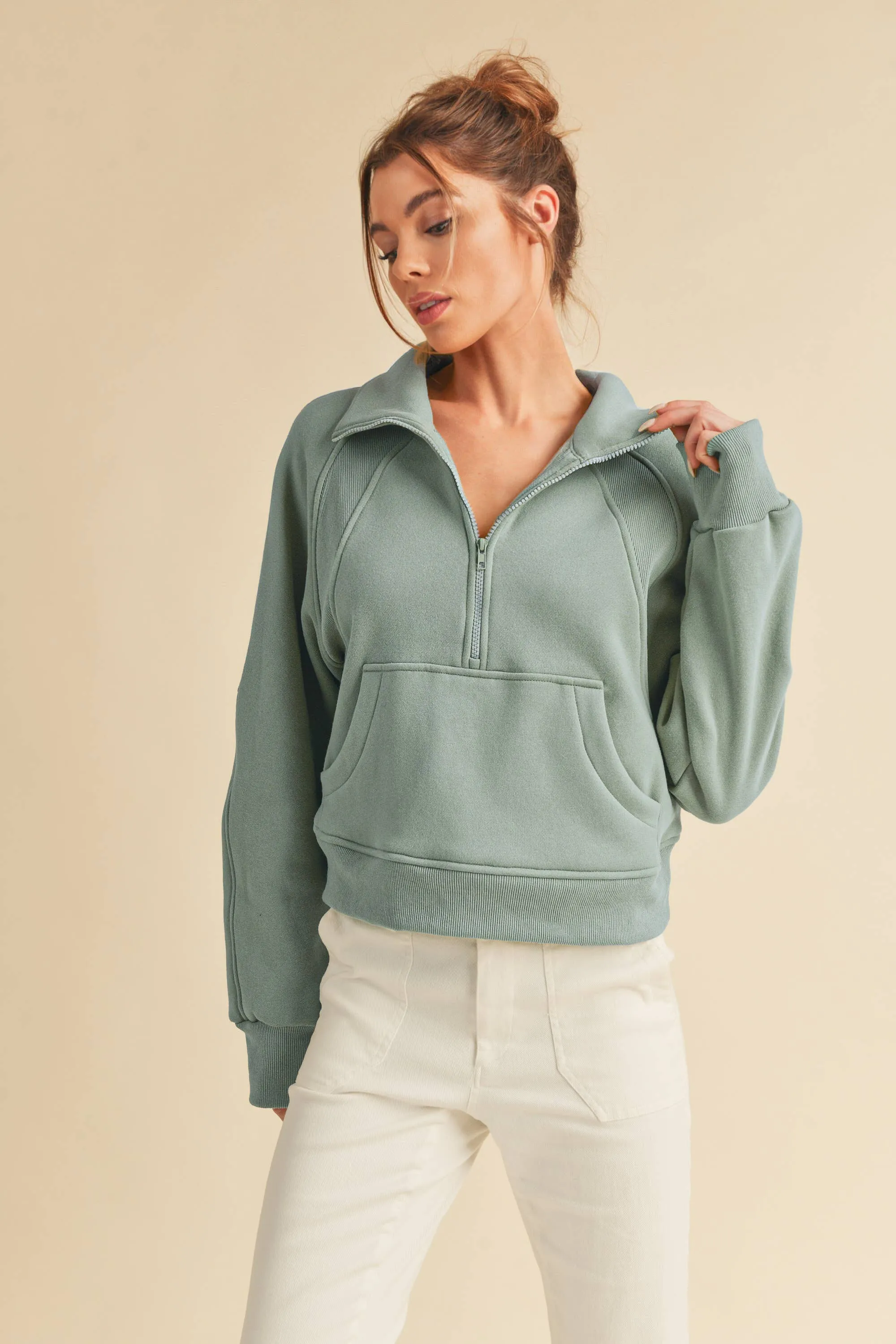 Womens Half Zip Pullover Sand