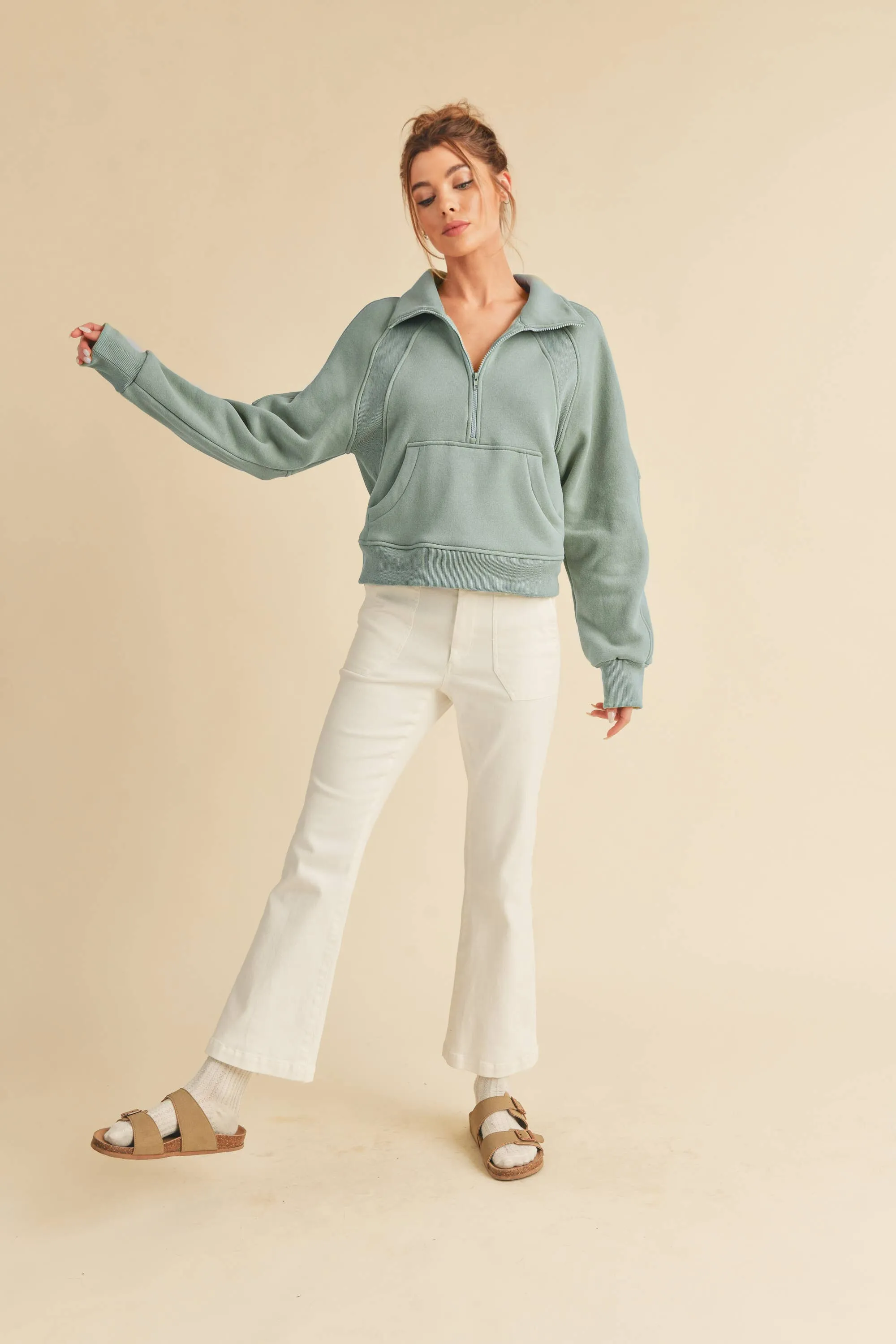 Womens Half Zip Pullover Sand