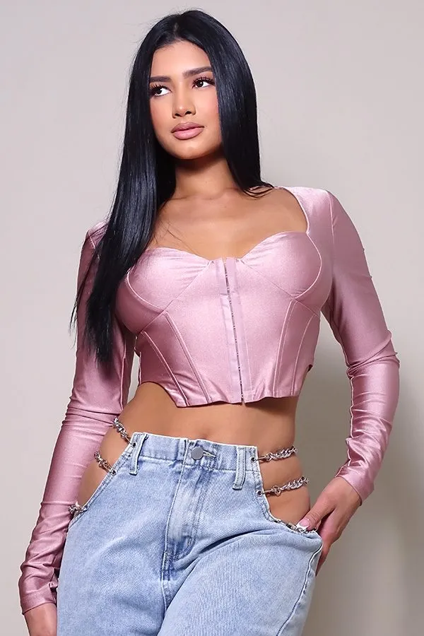 Women's Long Sleeve Corset Top