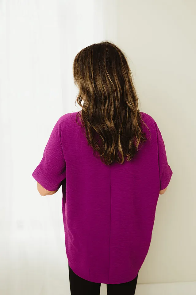 Woven V-Neck Dolman Top